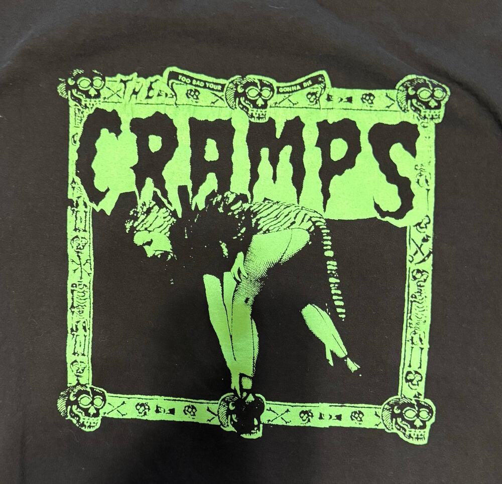 The Cramps T Shirt Large Black Neon Green Skull Frame Psychobilly Punk